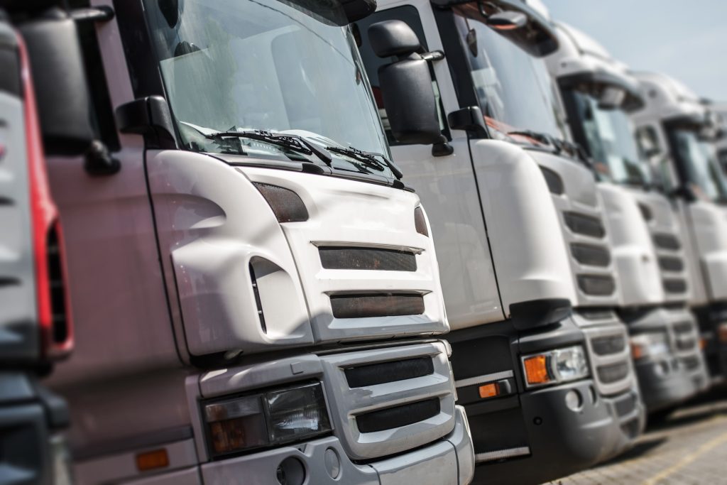 Four trucks lined up